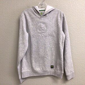 John Deere Gray Hooded Sweatshirt Embossed Logo Youth Size XXL 18 NEW